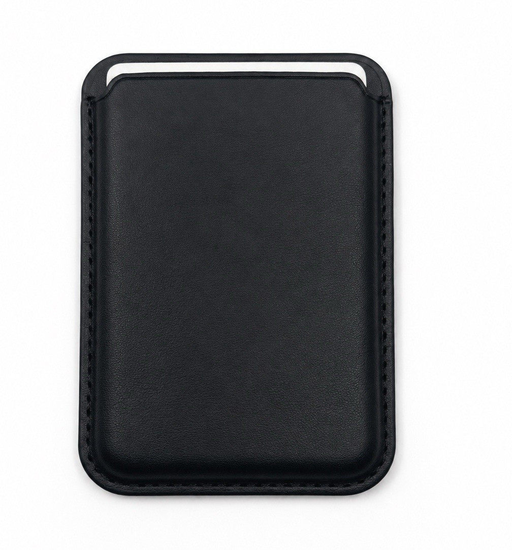 Leather MagSafe Wallet Case for iPhone, Black, Magnetic Cell Phone Accessory