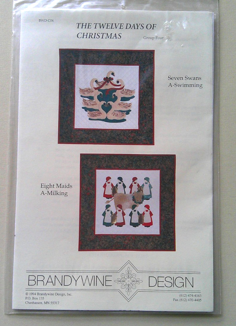 GP 4  Twelve Days of Christmas  7 Swams 8 Maids a milking  quilt  pattern *A18