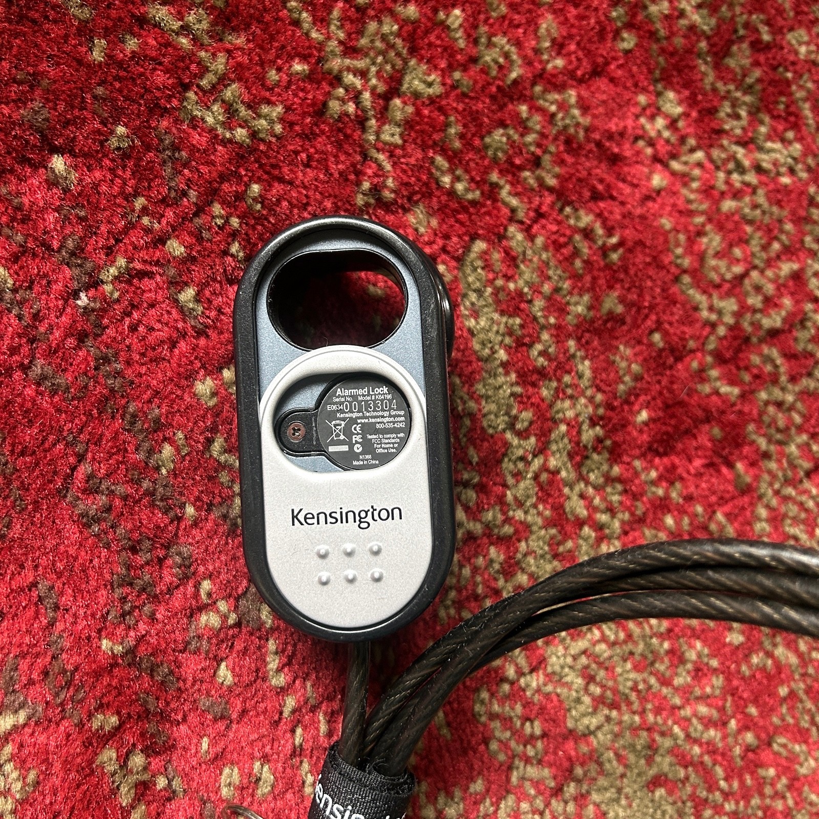 Kensington 6 Ft MicroSaver Alarmed Laptop Computer Peripheral Cable Lock K64196