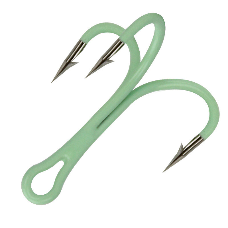 30 PCS Luminous Treble Hooks High Carbon Steel Size 2# 4# 6# 8# 10#