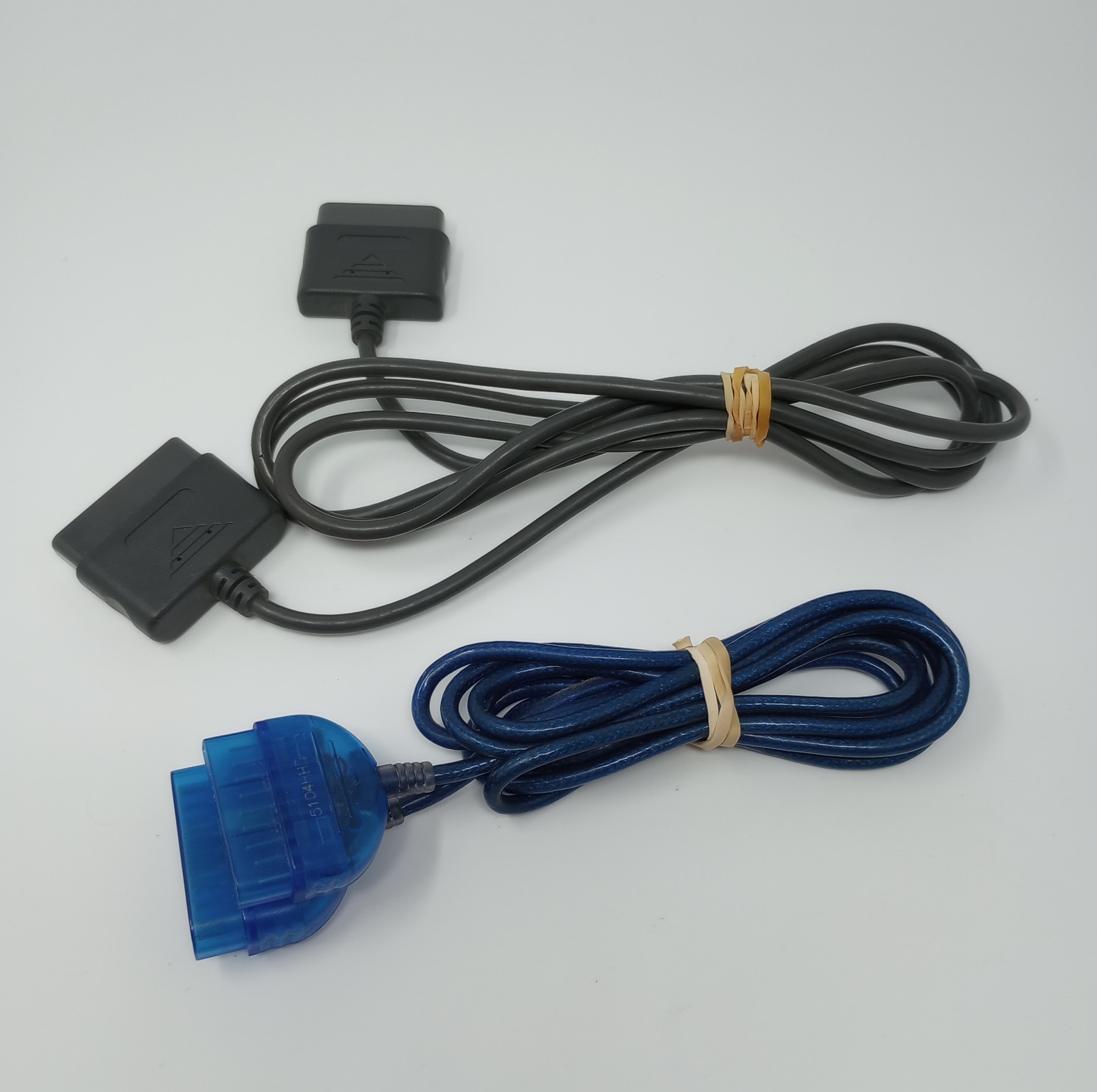 Playstation Accessory Lot (RFU Cable, 3 PS2 Controller Cables, & 2 Memory Cards)
