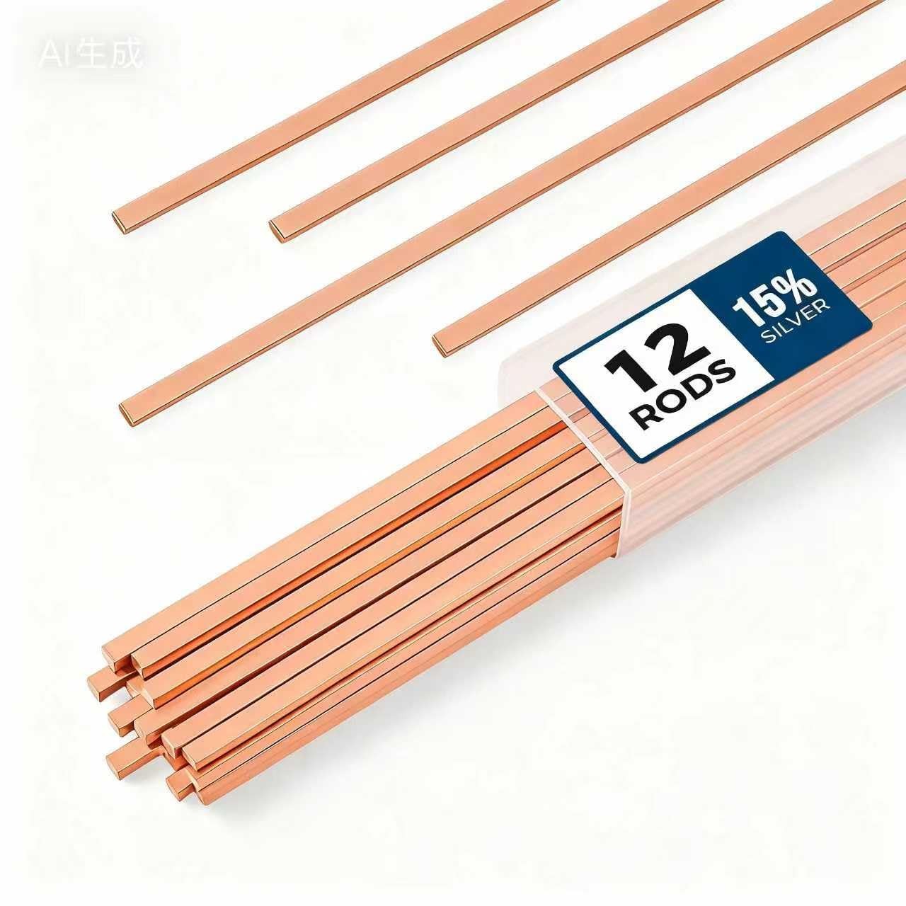 12 pcs Brazing Rods AWS BCuP-5 15 Silver Solder Phos Copper Brazing Alloy Fla...