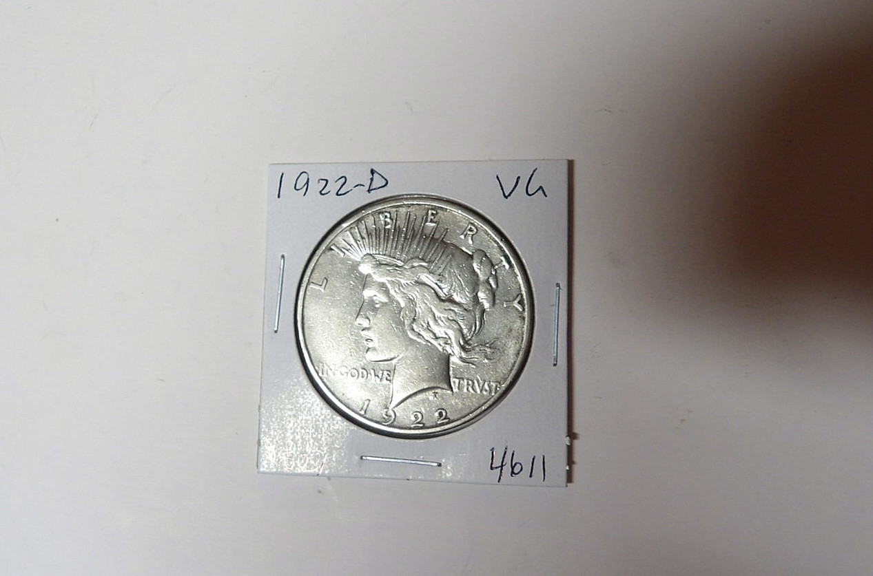 1922-D Peace Silver Dollar VG Cleaned Denver Mint (de21)