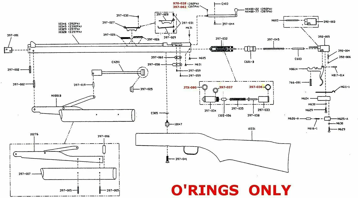 Benjamin Sheridan Air Rifle 397 392 PA O-ring Repair Reseal Seal Kit