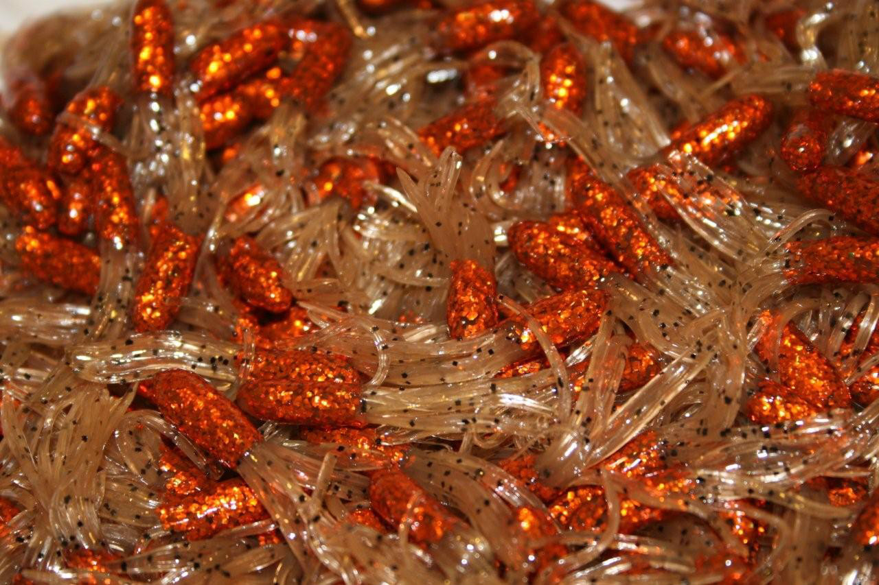 40 pk 1.5" Scale Orange / Pumpkinseed Crappie Fishing Tube Jig Skirts Bluegill