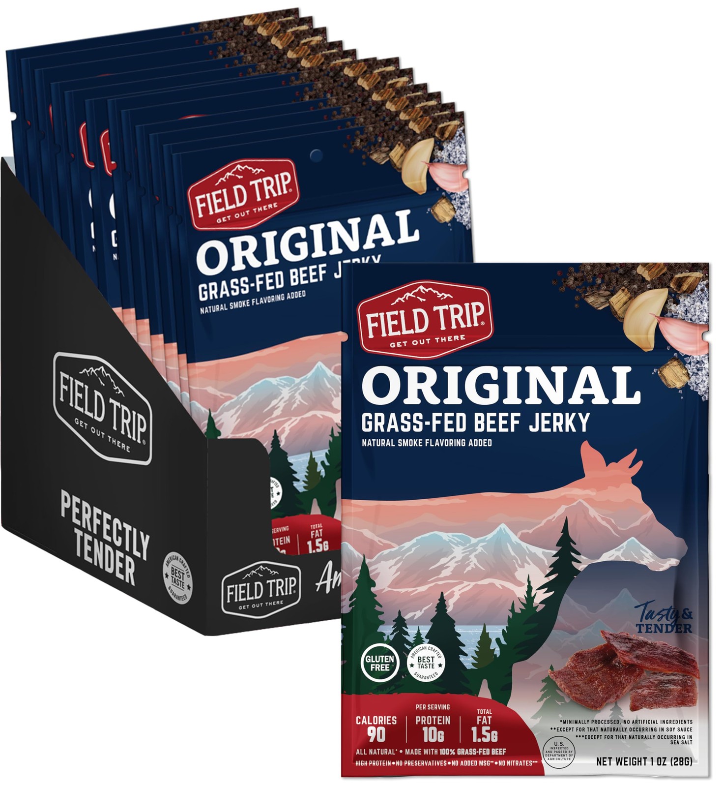 Beef Jerky, Original, 1 Oz Bag, 12 Bags/carton