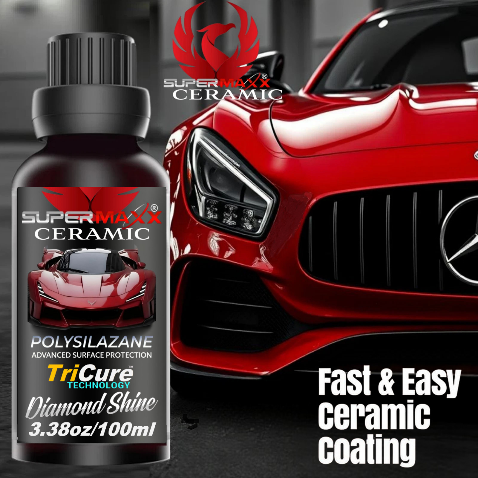 CERAMIC CAR COATING "5 YR SCRATCH RESISTANT "TRICURE" ADVANCED "PAINT PROTECTION