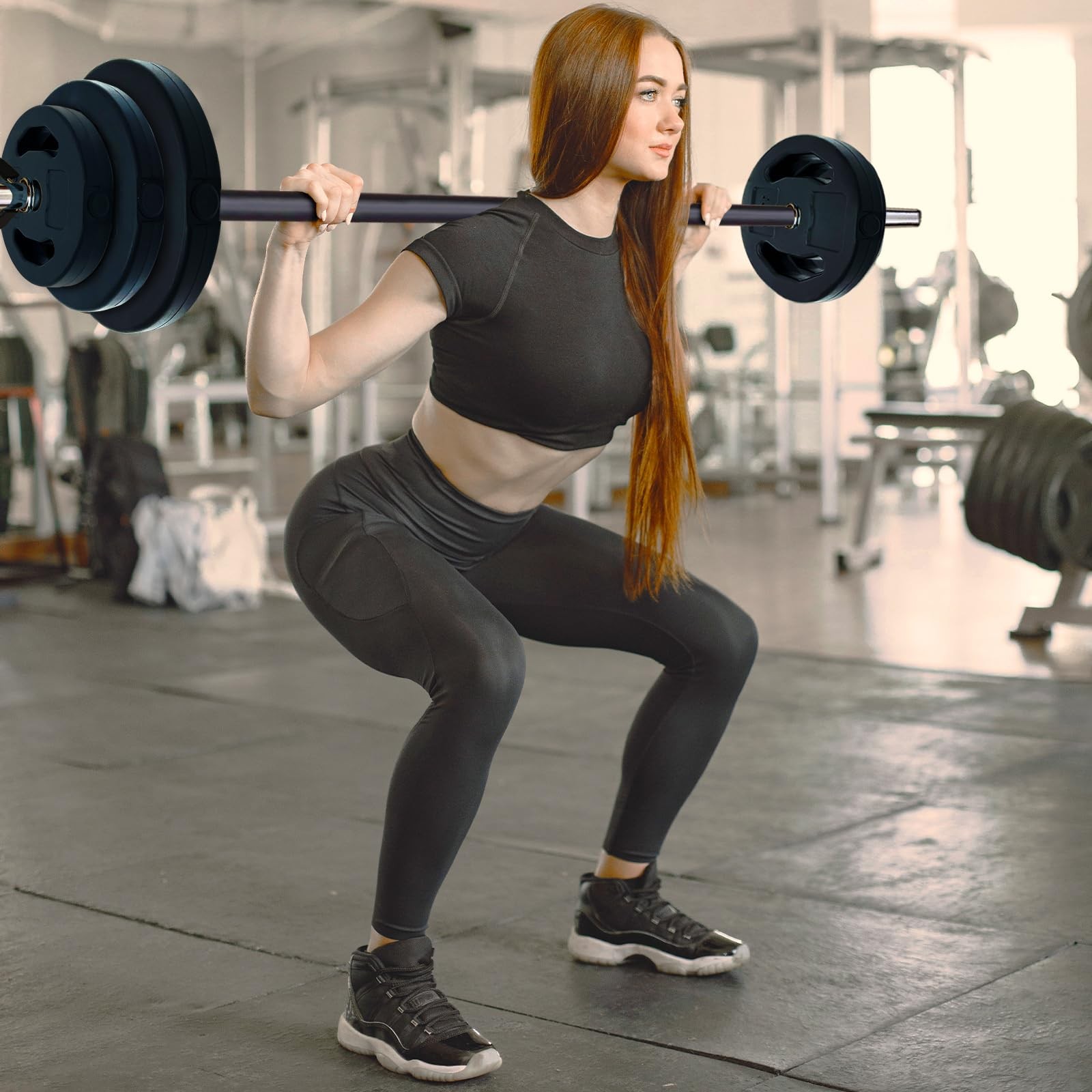 40 Lbs Barbell Weight Set, Adjustable Free Weights for Home and Gym Workout