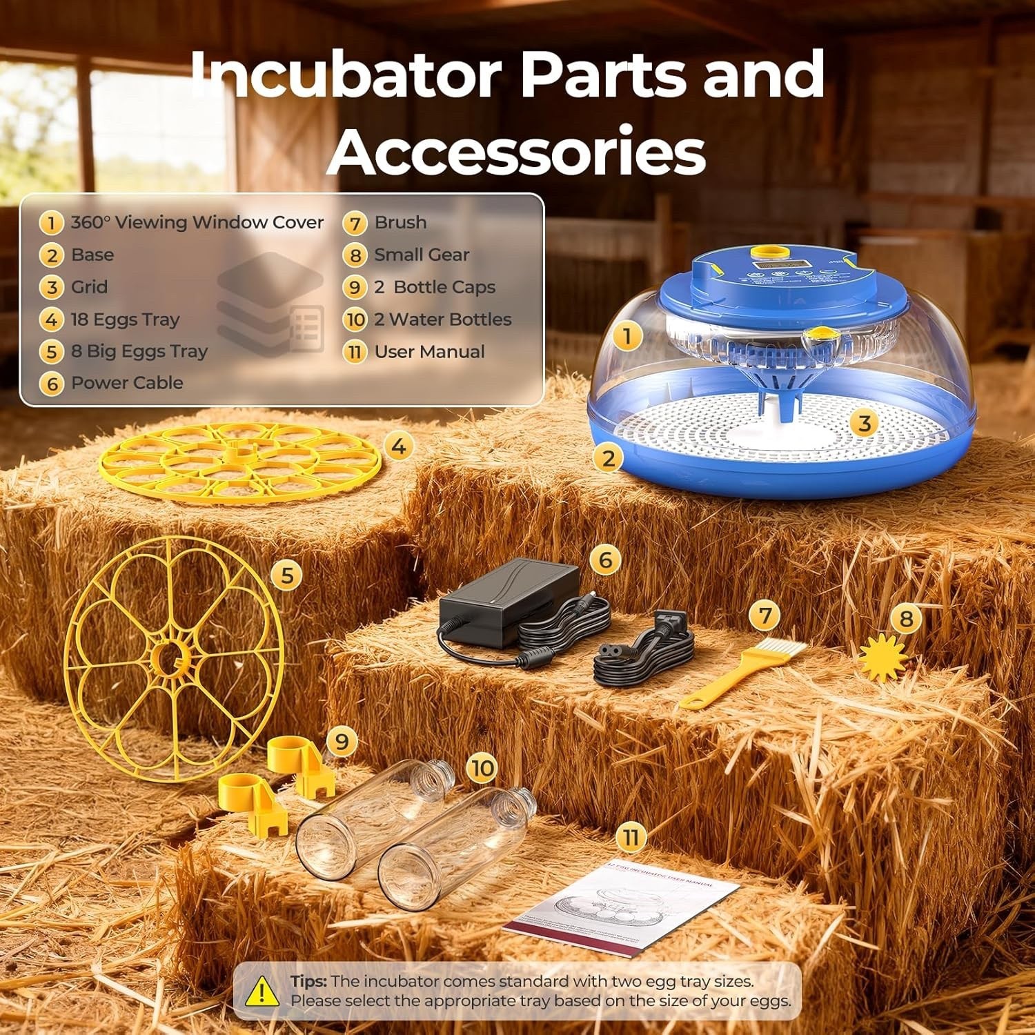 Incubators for Hatching Eggs w/Auto Egg Turning Humidity Temp Control 18 Eggs