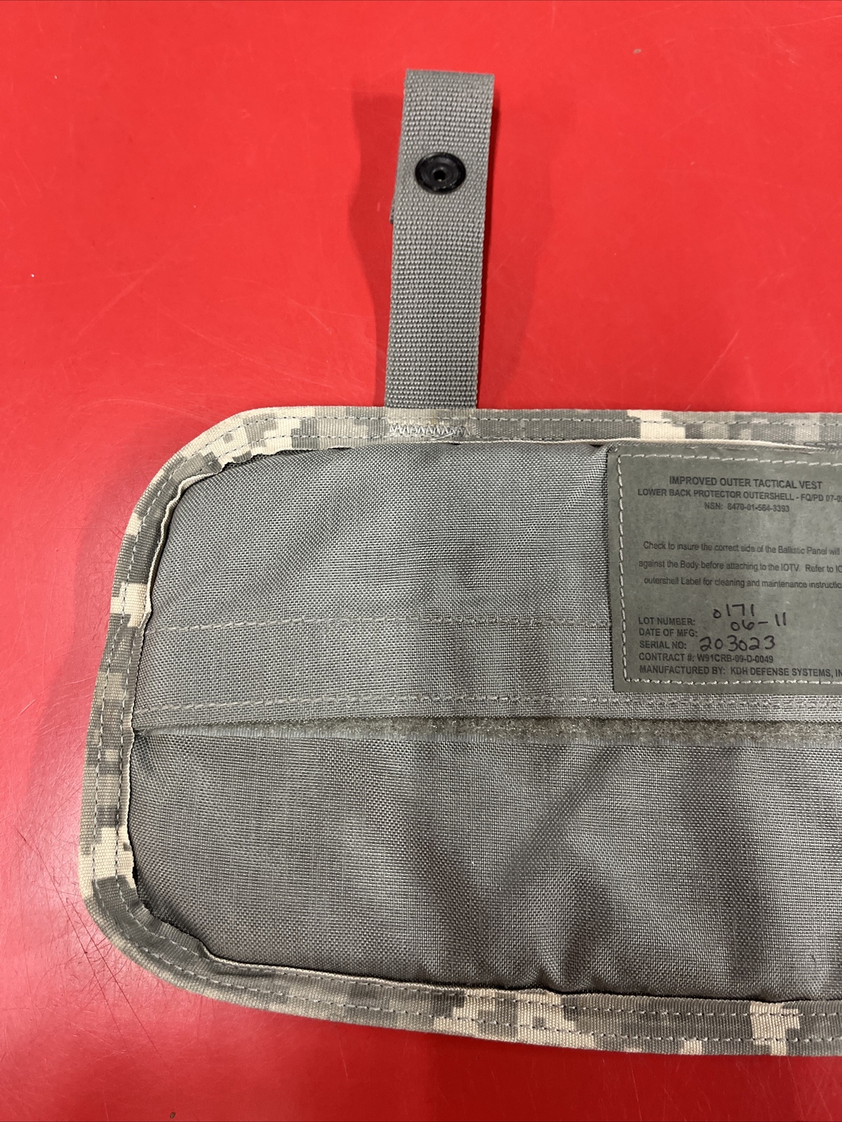 ACU LOWER BACK PROTECTOR WITH SOFT INSERT PRE-OWNED ACU DIGITAL CAMO