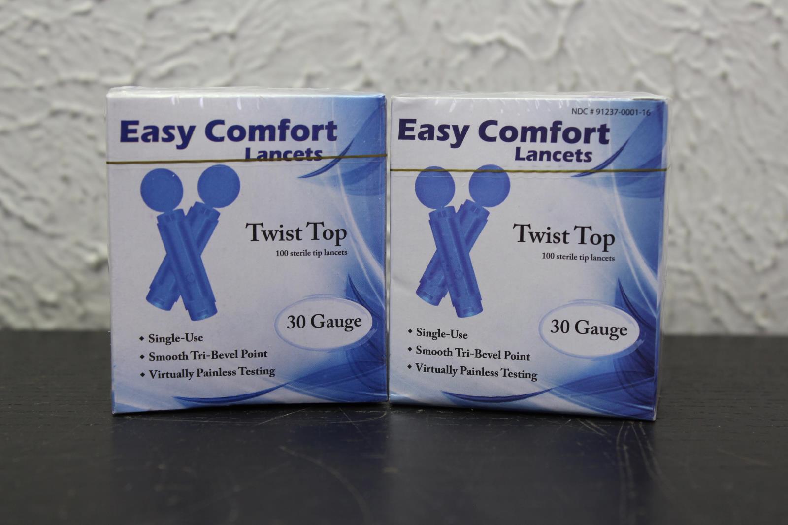 Lot Of 2 Home Aide Lancets Easy Touch 30 Gauge Thin Sterile Tip 100 Count Boxes