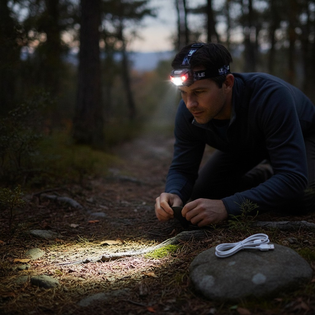Comfortable Rechargeable Headlamp - Waterproof, 300 Lumens, Family Friendly
