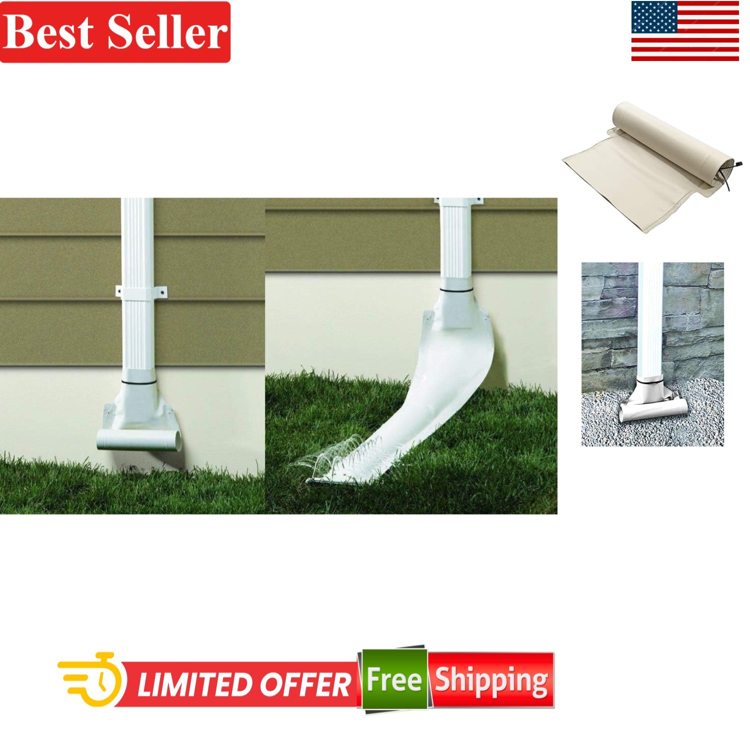 Automatic Downspout Extender 8.5 in x 48 in Plastic White