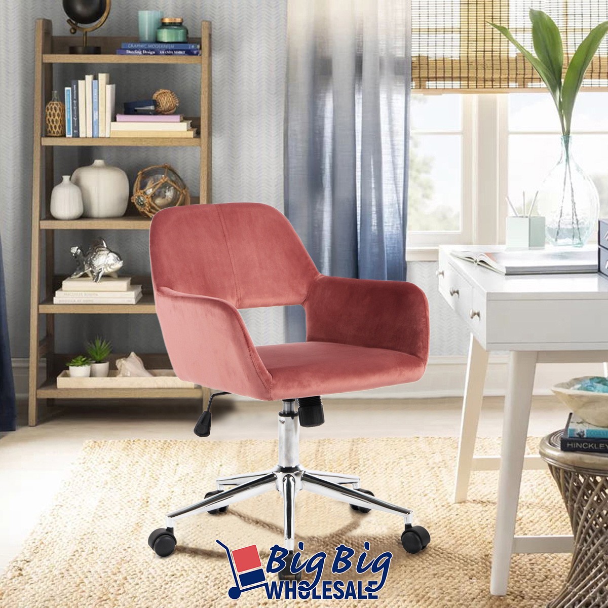 Ergonomic Velvet Office Chair Mid Back Executive Swivel Computer Home Desk Seat