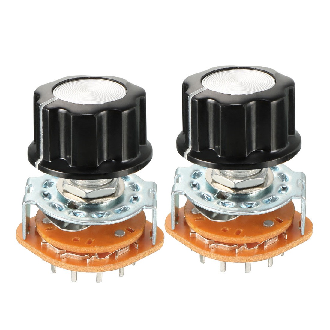 2Pcs 3P4T 3 Pole 4 Throw Single Deck Rotary Switch DIY Band Channel with Knob