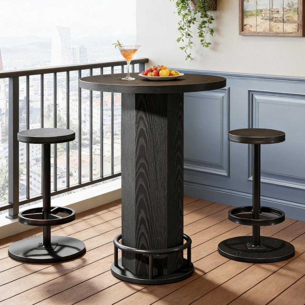 A Pub Table and Two Matching Stools