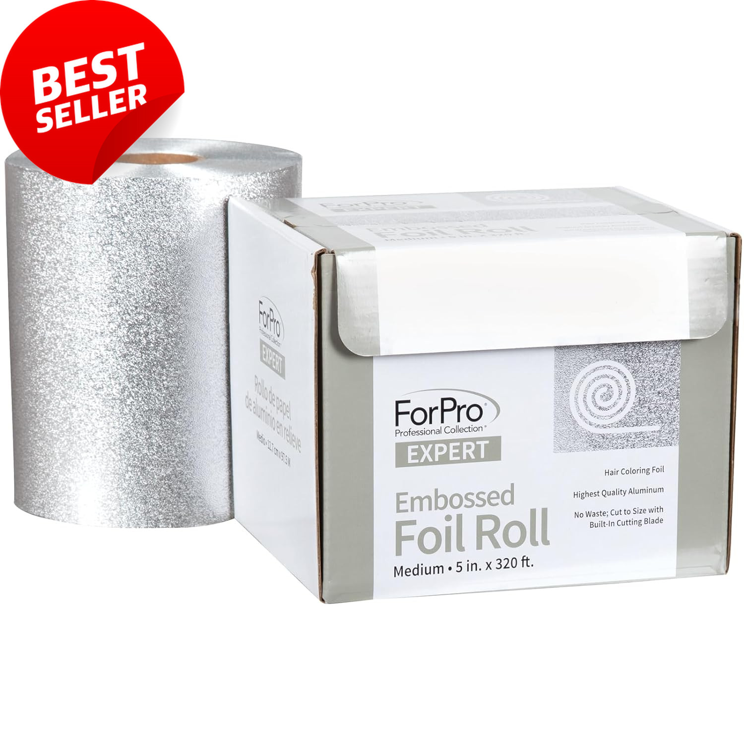 320 Ft Embossed Aluminum Foil Roll for Hair Color & Highlighting, Silver