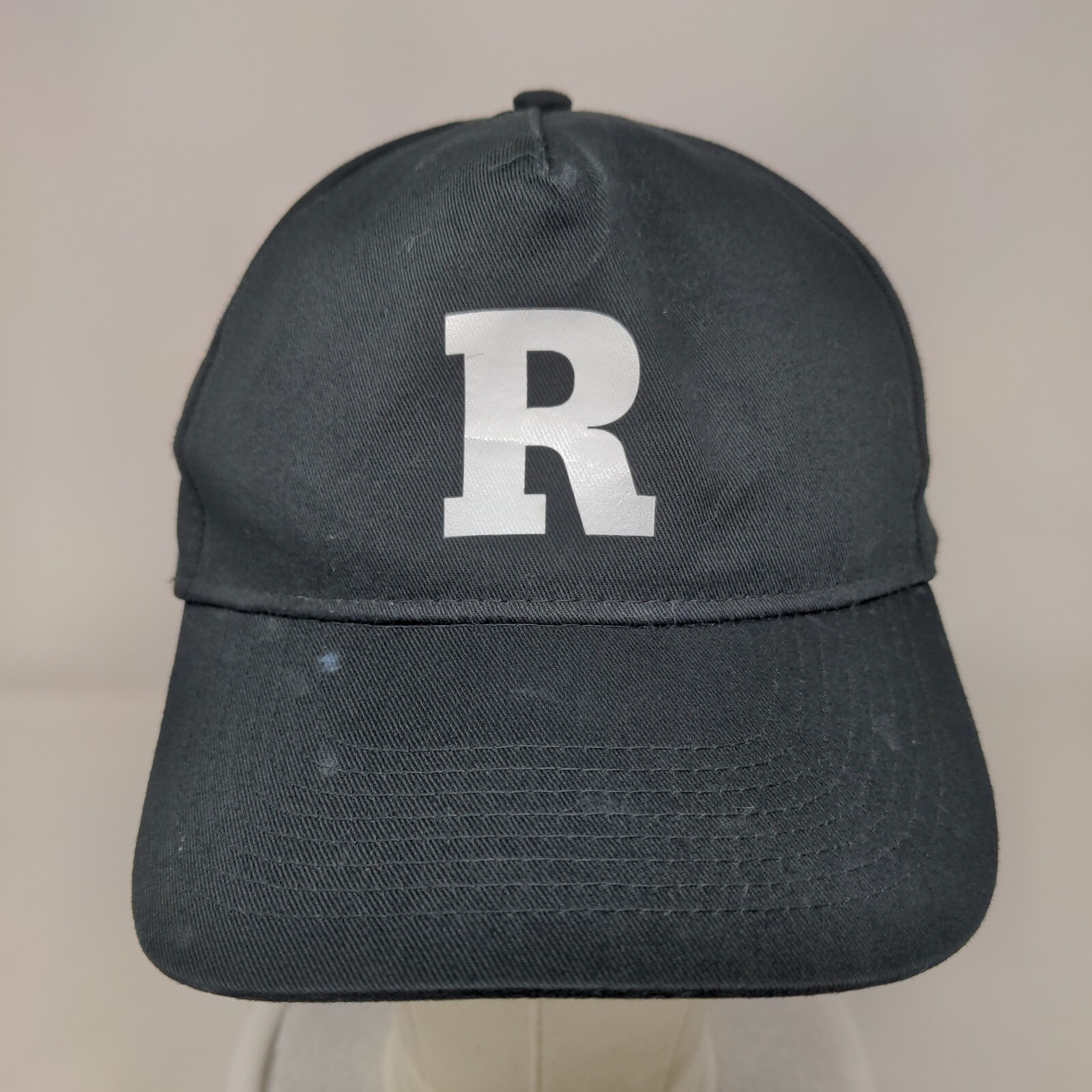 R Initial Youth Snapback Hat Black One Size Adjustable Vented Holes 6 Panel