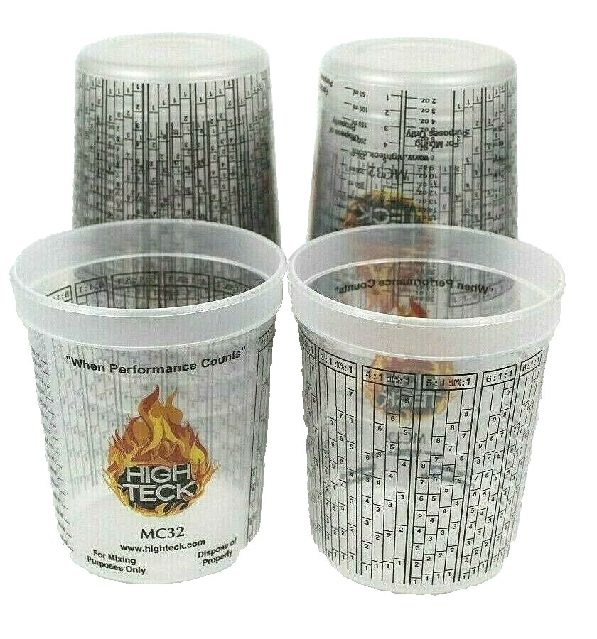 Plastic Paint Mixing Cups 12 QUART Size Cups 9 mixing ratios High Teck MC32