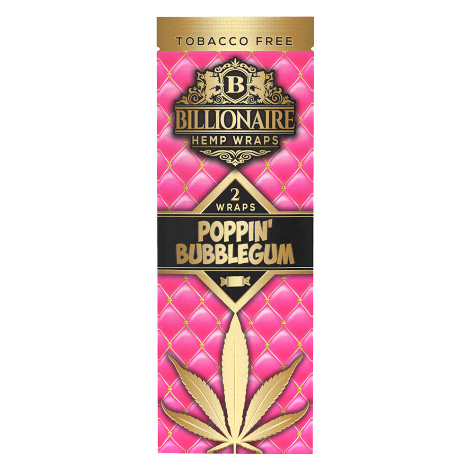 Billionaire Wraps - Poppin Bubblegum Rolling Paper - 2 Wraps (1 Pouch +Tracking)