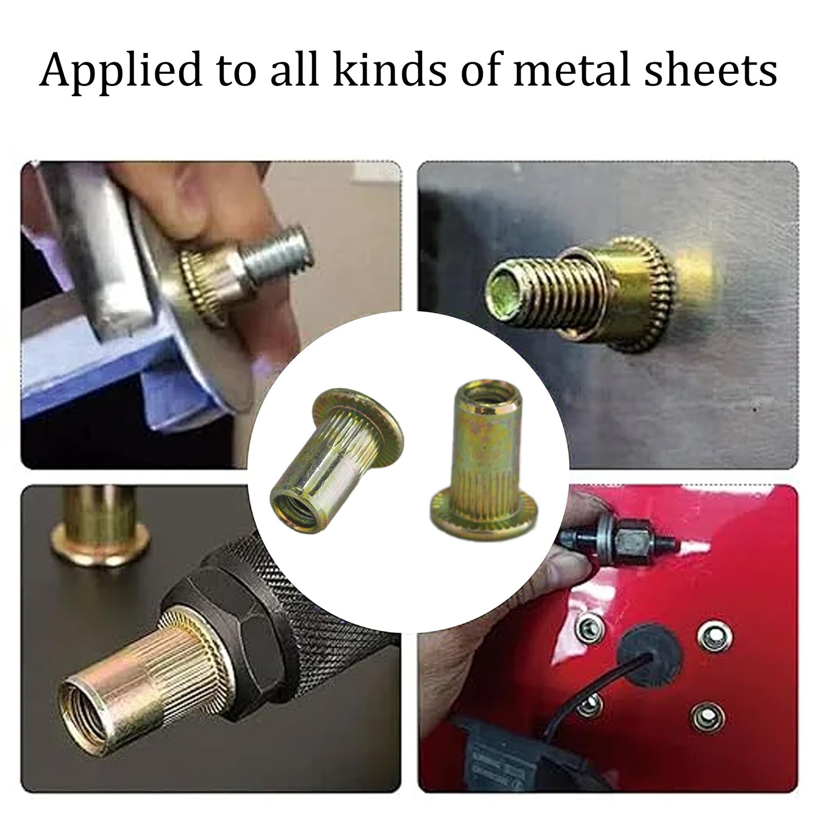 100 PCS M3 Rivet Nuts Zinc Plated Carbon Steel Threaded Insert Flat Head Kit