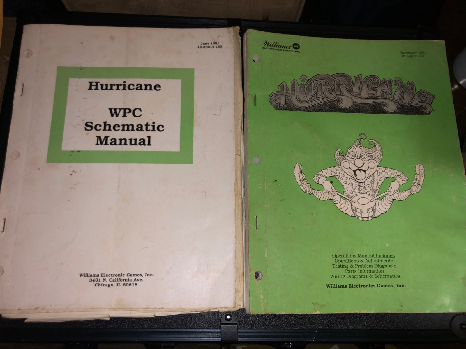 WILLIAMS PINBALL HURRICANE ORIGINAL WPC SCHEMATIC & OPERATIONS MANUAL ARCADE