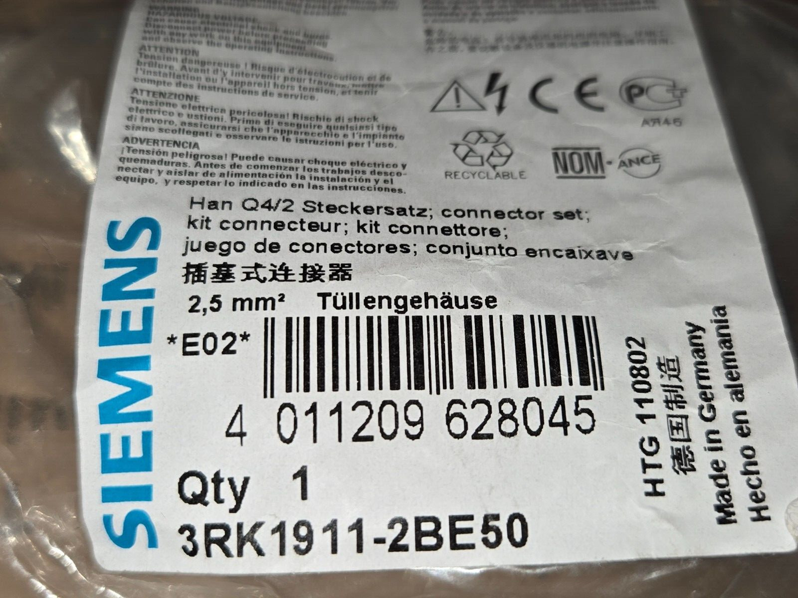 Siemens Plug Connector Set 3RK1911-2BE50  NOB