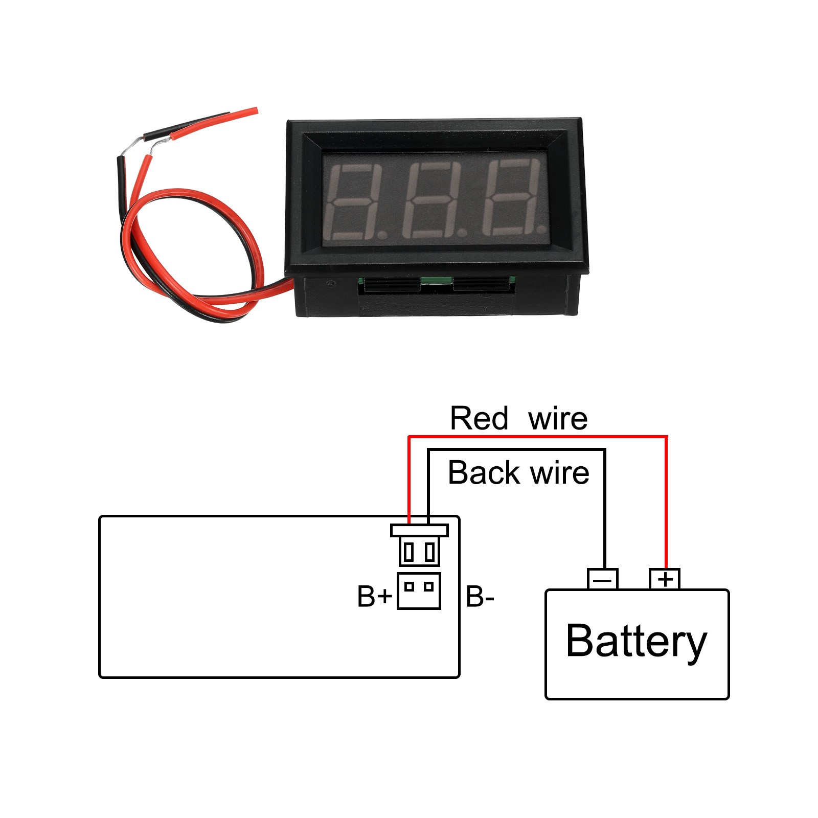 DC4.5V-30V 2-Wire 0.56-Inch Display LED Voltmeter for Electronics