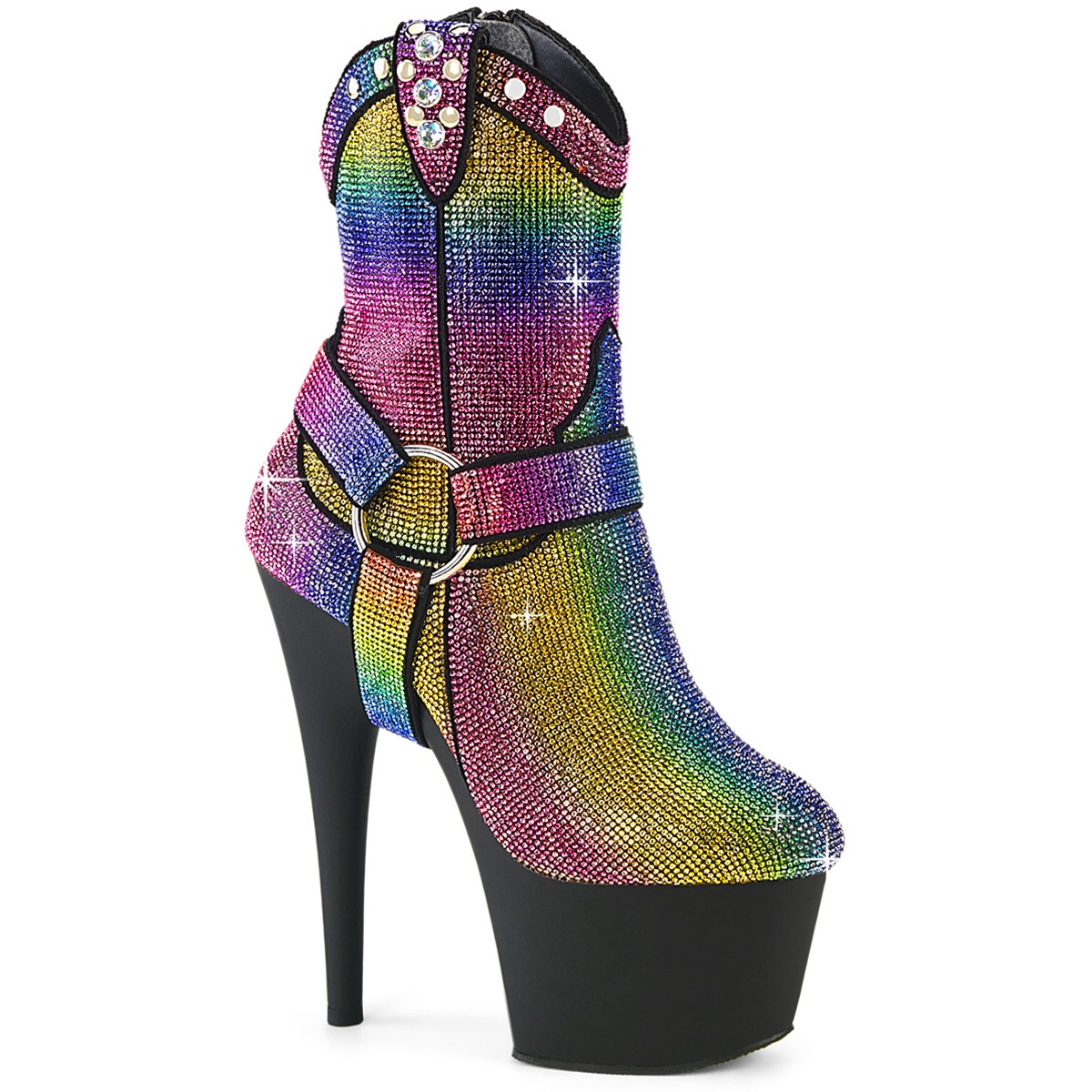Pleaser Adore 1029Rs Rhinestones Embellished Platform Ankle Boots 7 Inch Heel