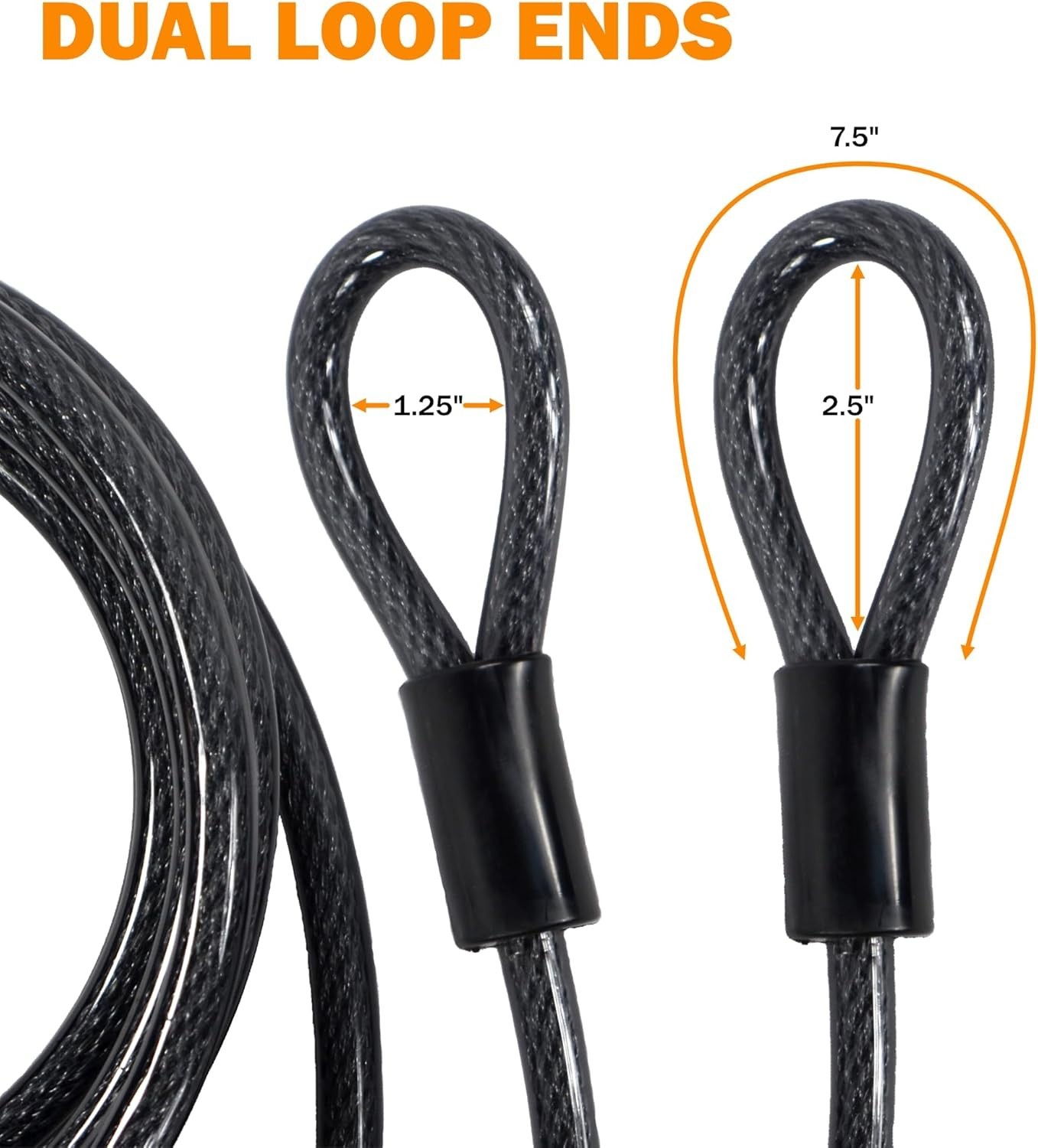 Braided Steel Security Cable, Rust Resistant, 12mm x 15ft