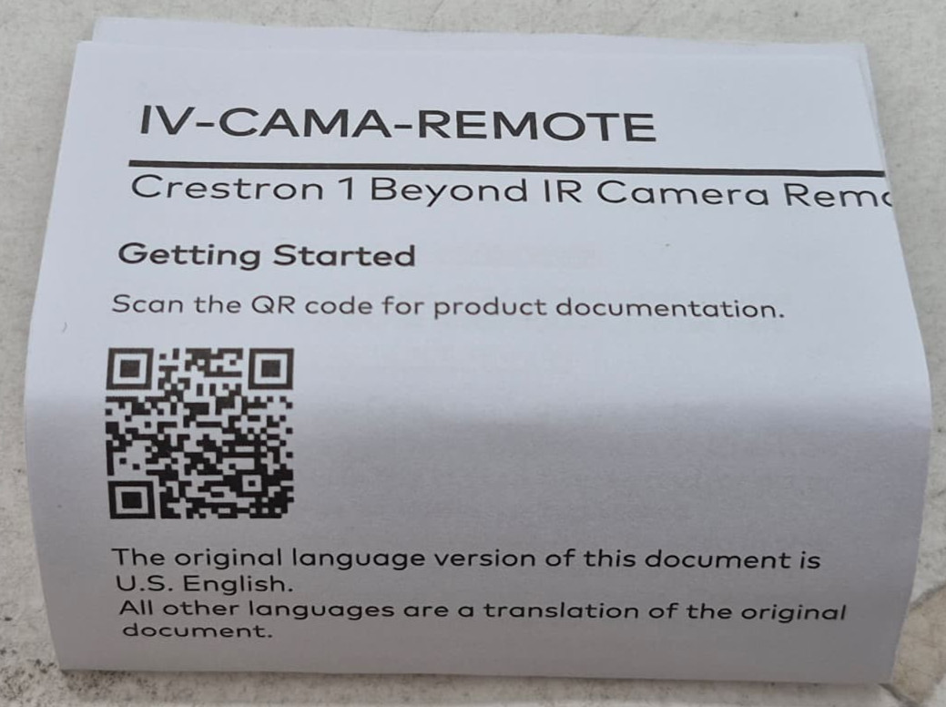 Missing Box Crestron 1 Beyond IR Camera Remote IV-CAMA-REMOTE