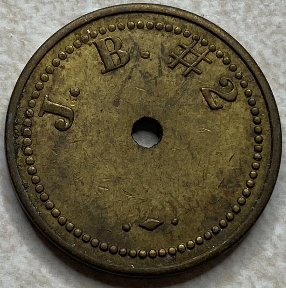 J. B. #2 J B 5 cents in Trade slot Game Arcade Token T7380