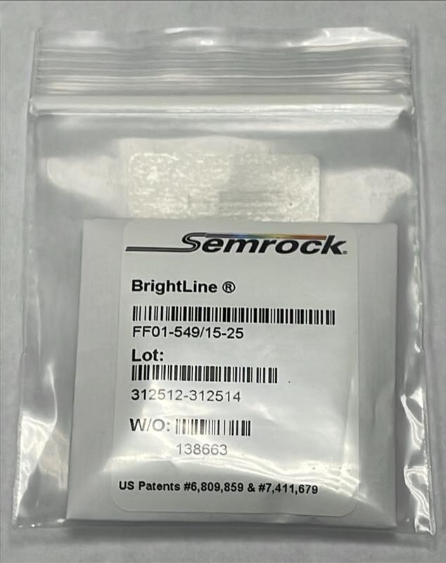 New SEMROCK FF01-549/15-25 BrightLine BANDPASS FILTER Single-Band IDEX FL-003749