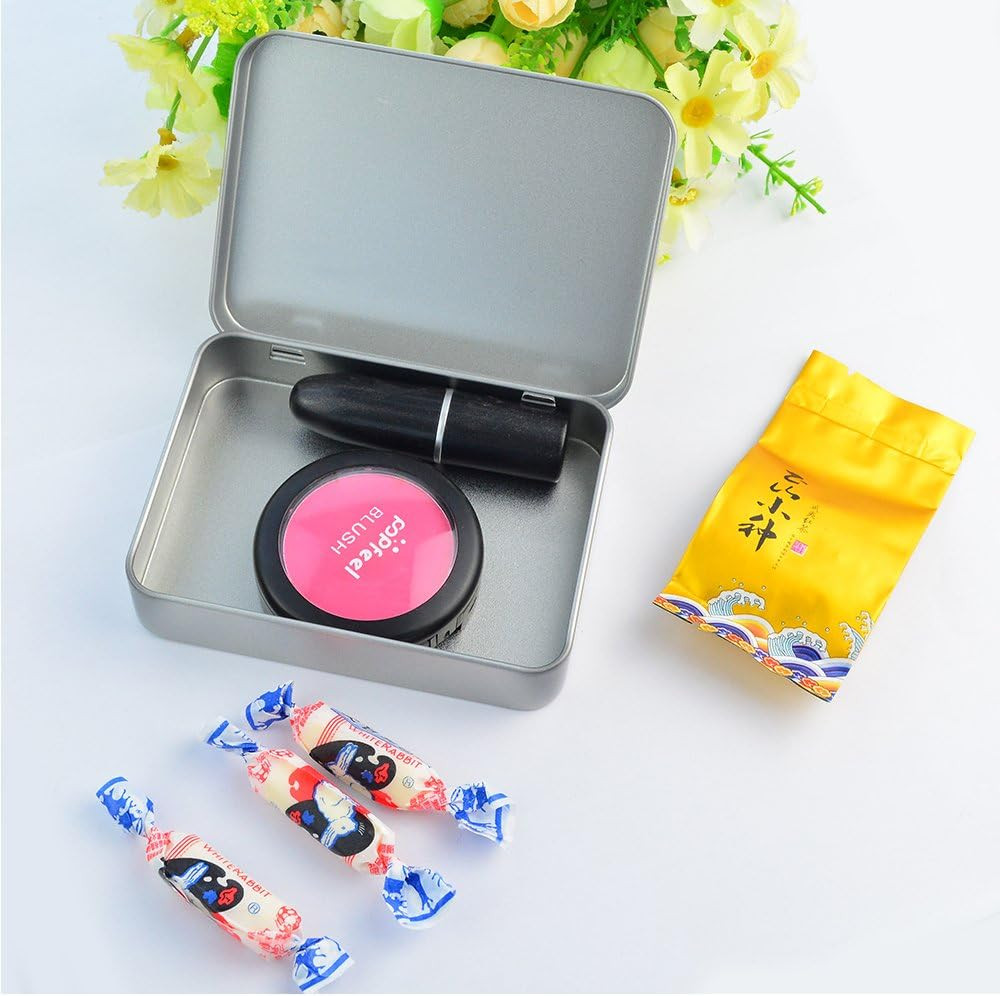 12pcs Metal Rectangular Empty Hinged Tins Box Containers 4.5x3.3x0.9 in, Mini Po