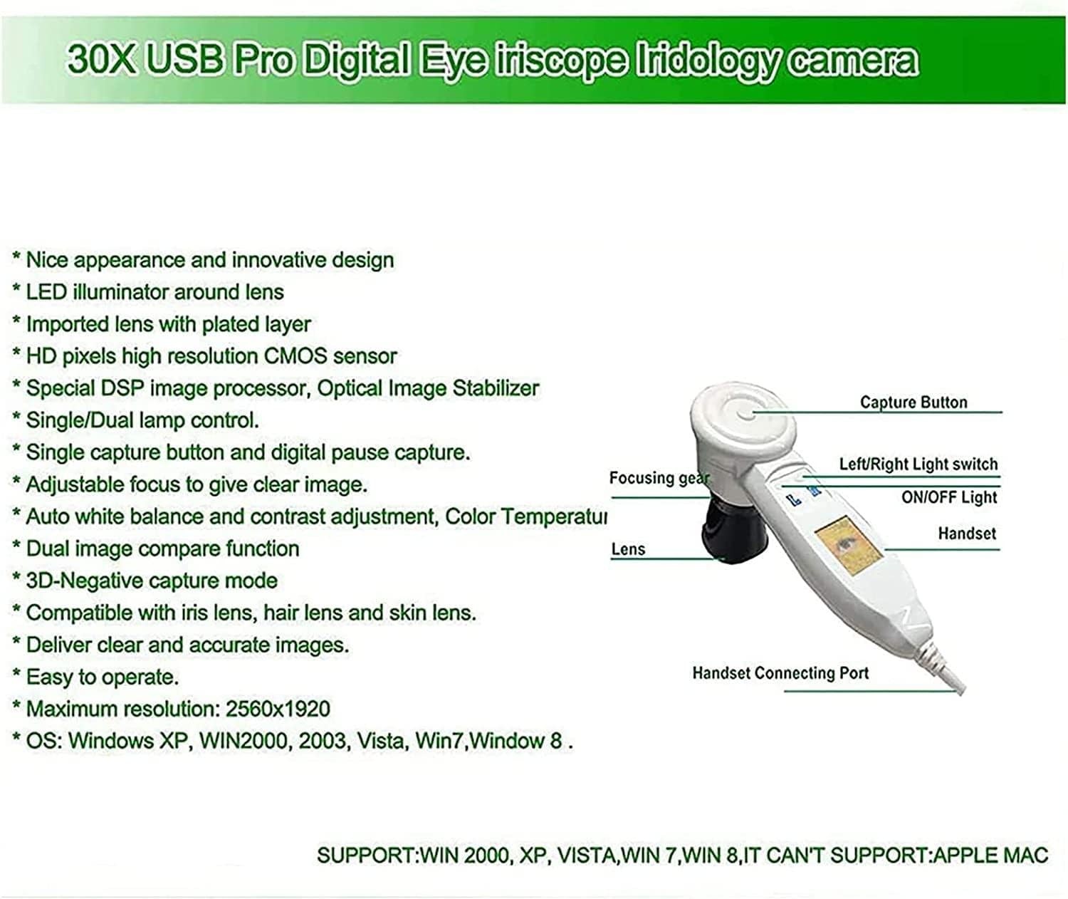 5.0 MP USB Iris Analyzer Iridology Camera with Pro Iris Software Analysis Camera