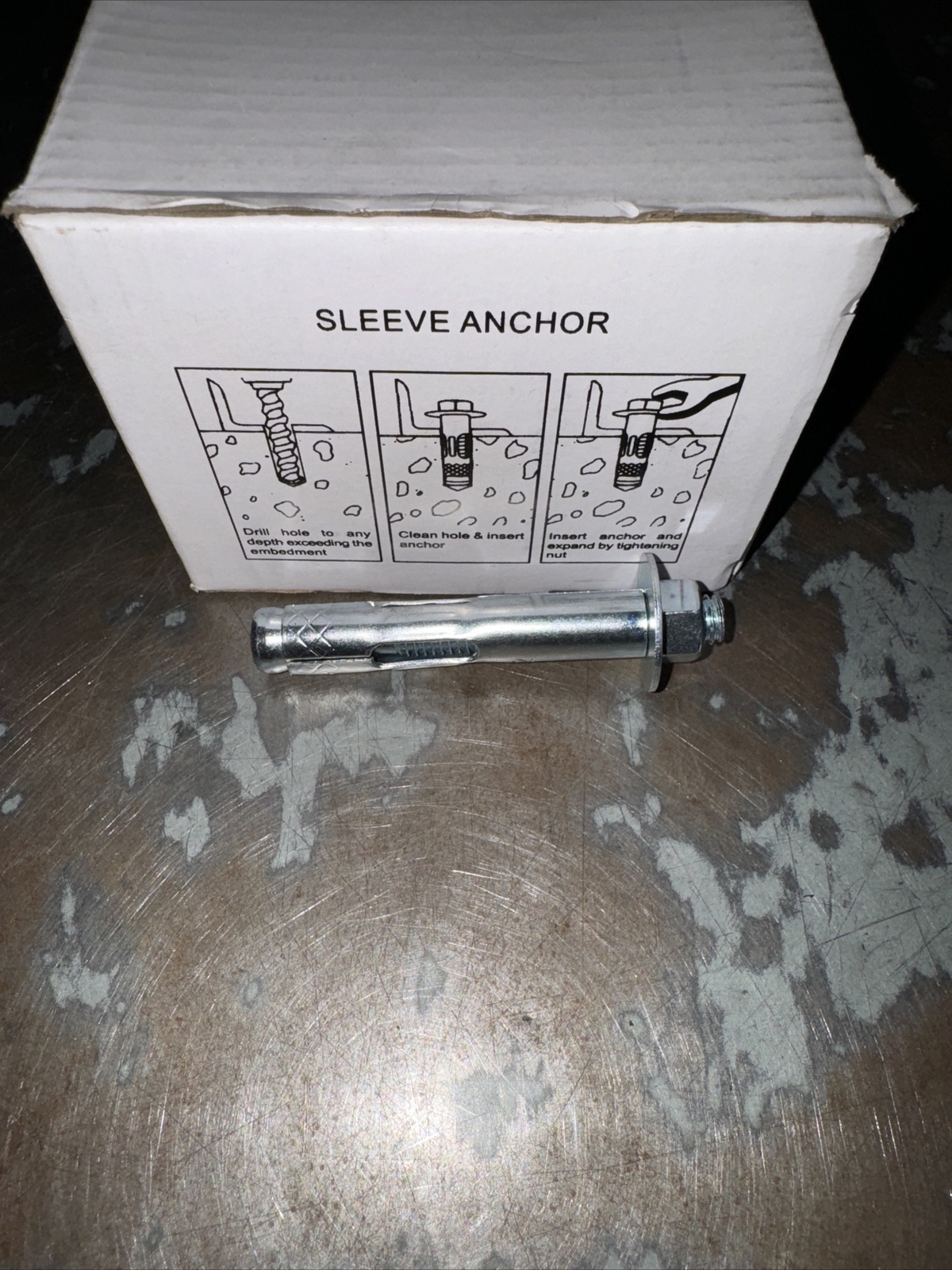 Concrete Sleeve Anchor | 1/2" x 3" | Hex Nut Head | Zinc Plated | 25 QTY