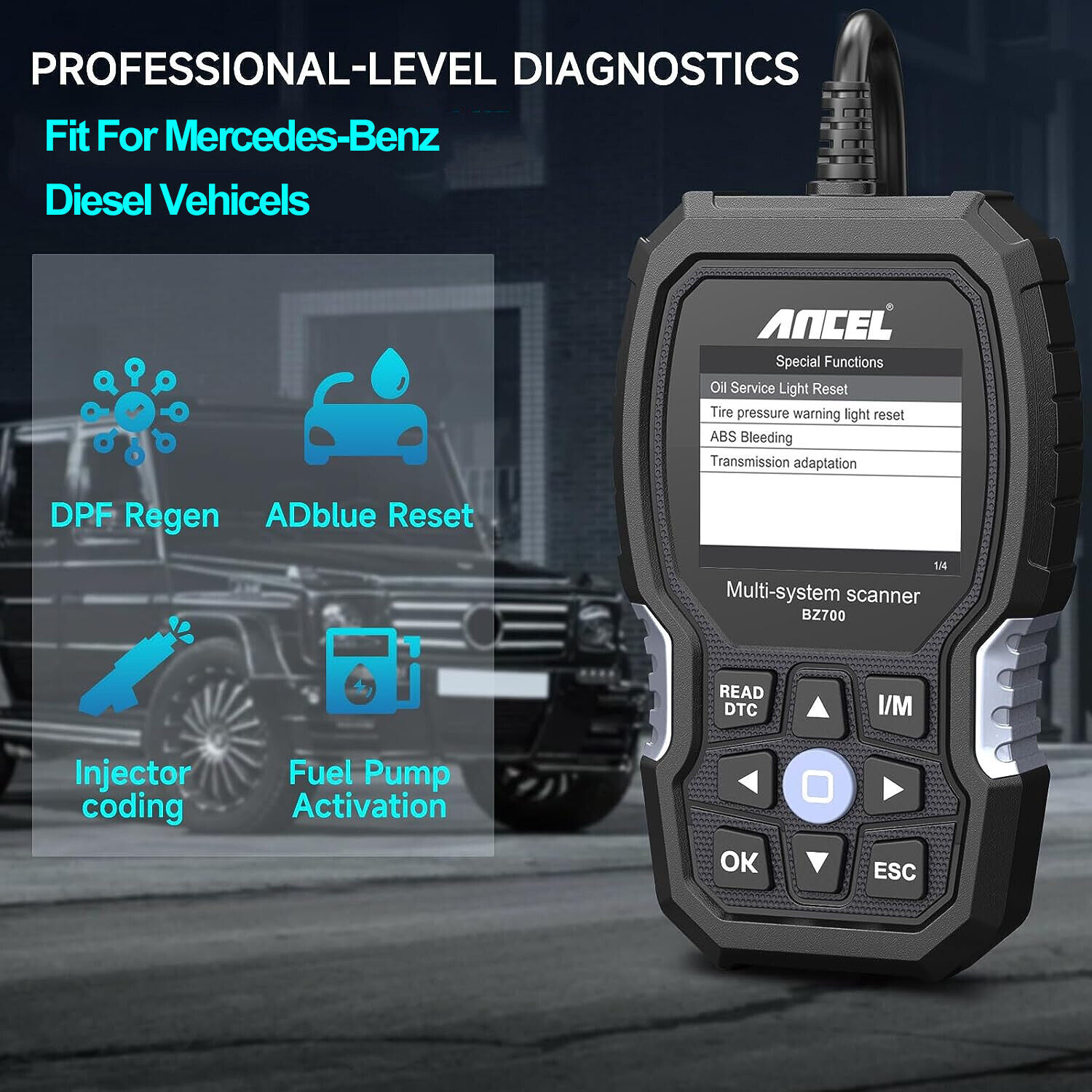 ANCEL Fit for Mercedes Benz Scanner OBD2 All System Diagnostic Tool Code Reader