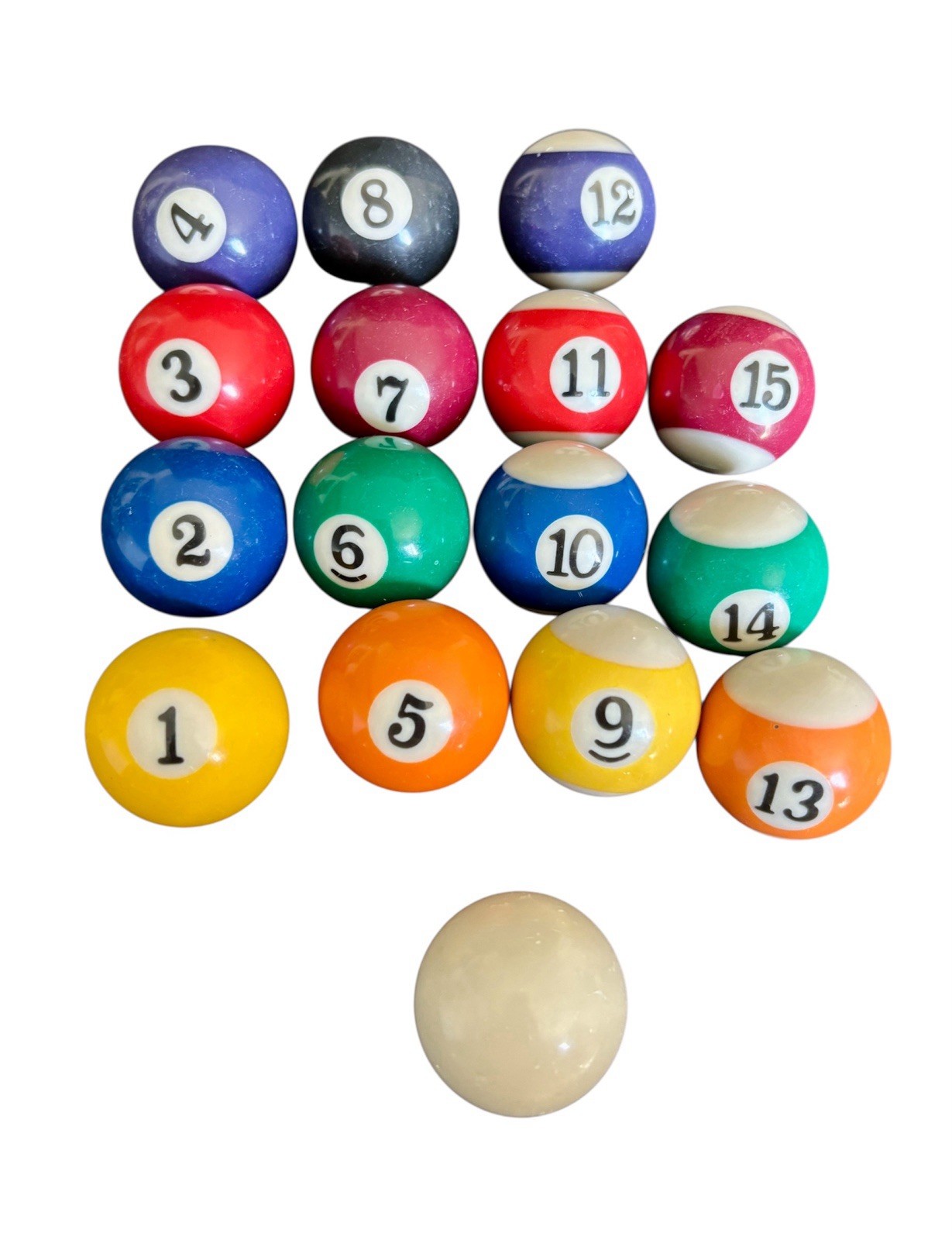 Pool Billiard Mini Game Balls Solid Stripe Cue Full Set Replacement Parts 16 Pc