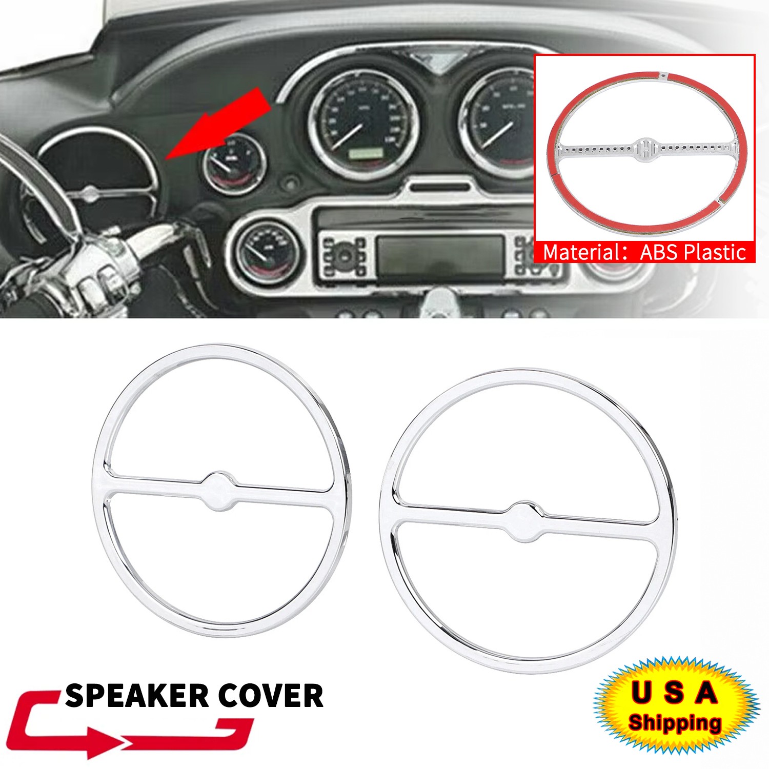 Left & Right Speaker Trim Ring Cover For Harley Electra Street Glide FLHTC FLHT