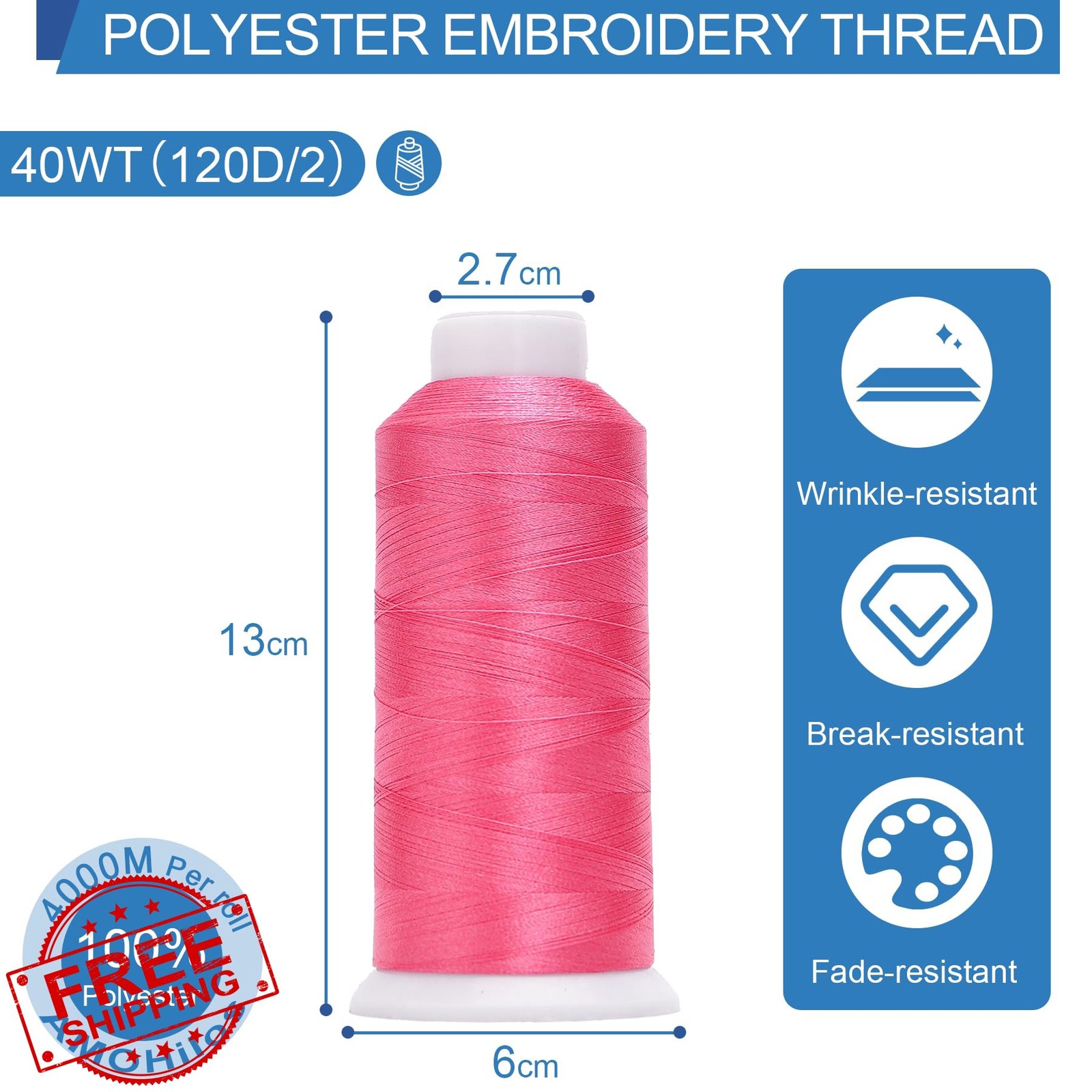 AMOHilos Polyester Embroidery Machine Thread Flamingo Pink
