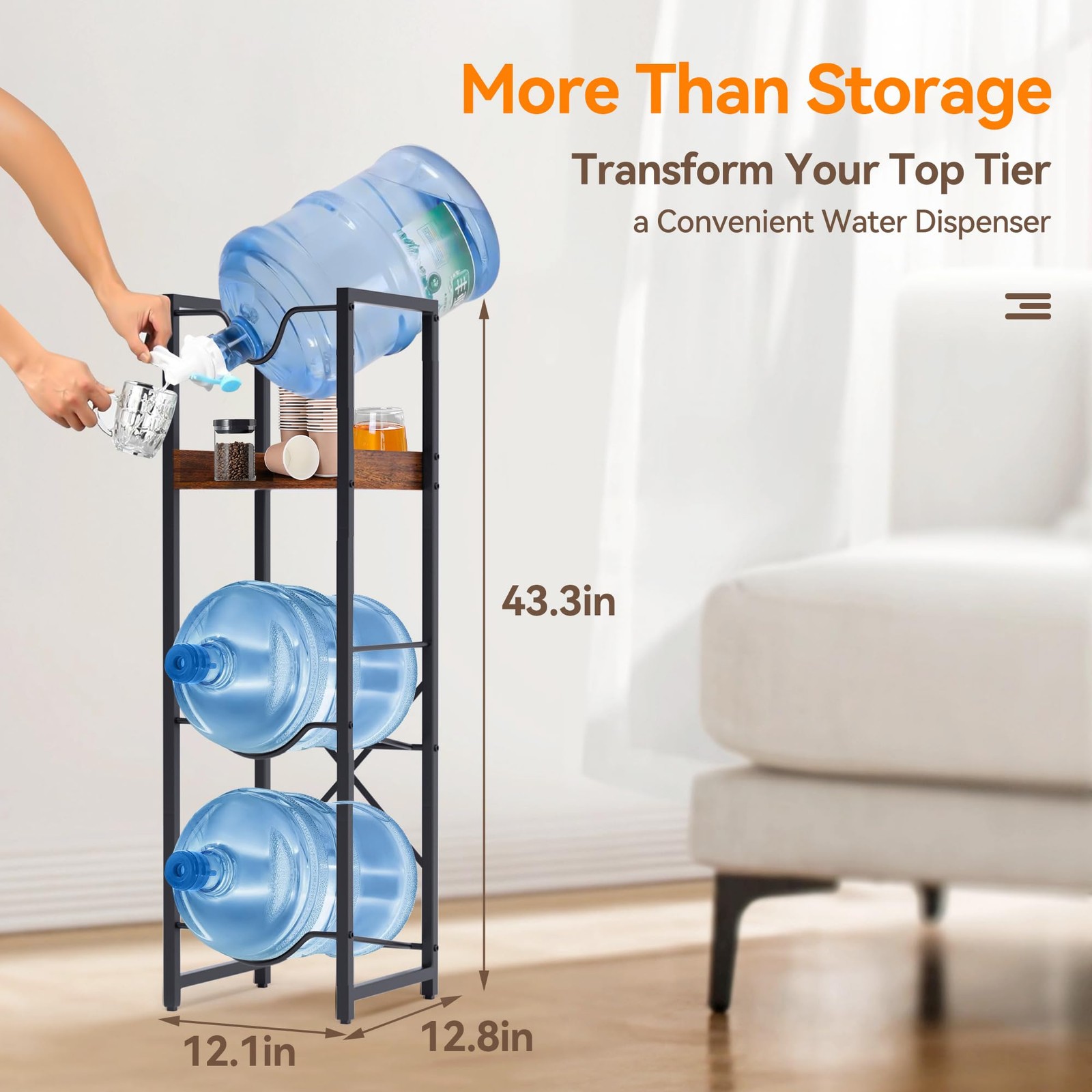 5 Gallon Water Bottle Jug Holder, Water Jug Stand with 55mm Water Dispenser V...