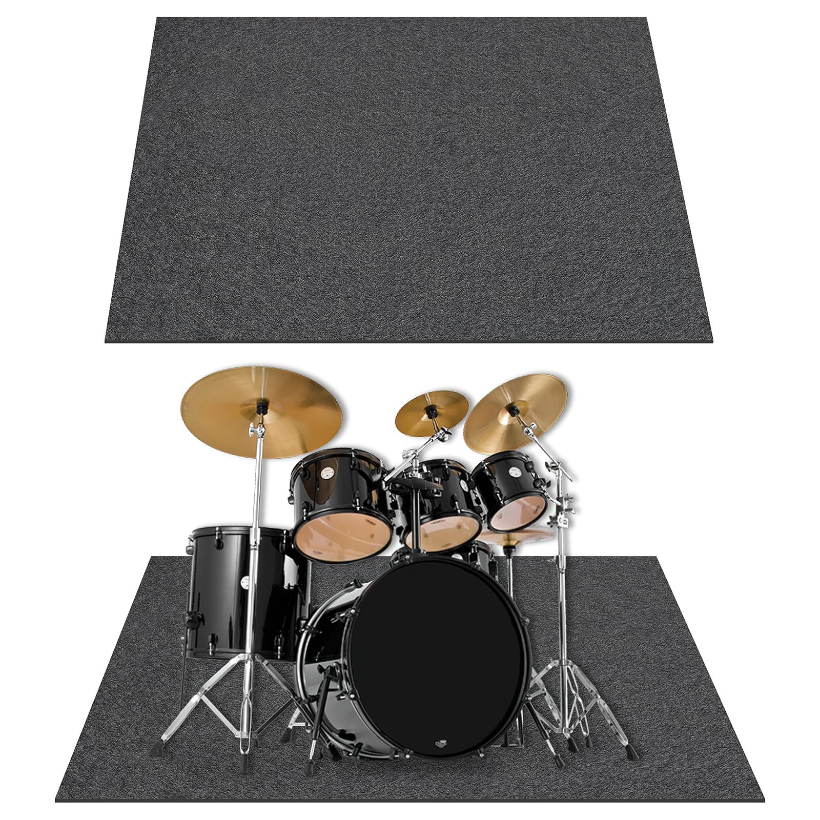 CIEOVO Drum Mat with Non-Slip Grip Bottom 47.24 0" x (Rectangular), Black
