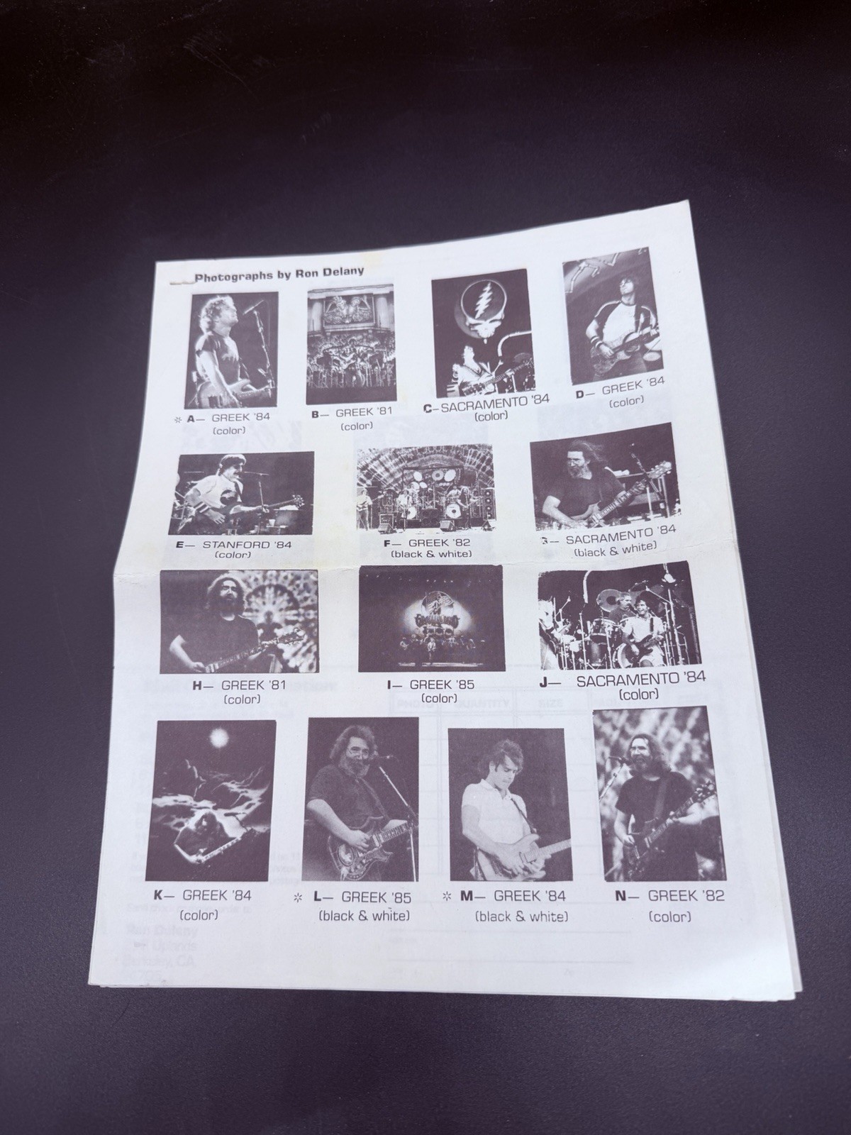 VERY RARE  GRATEFUL DEAD  MERCHANDISING FLYER from 1986