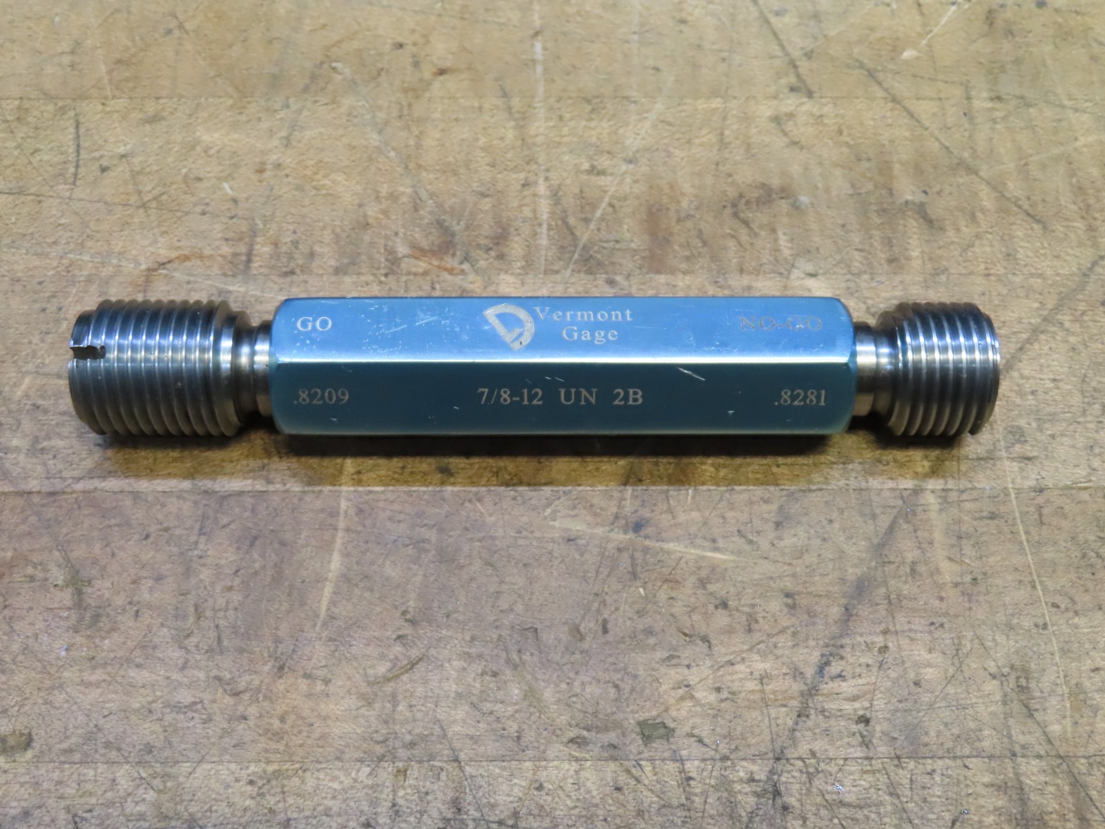 Vermont Gage 7/8"-12 UN 2B Go/Nogo thread gage PDs 0.8209 0.8281