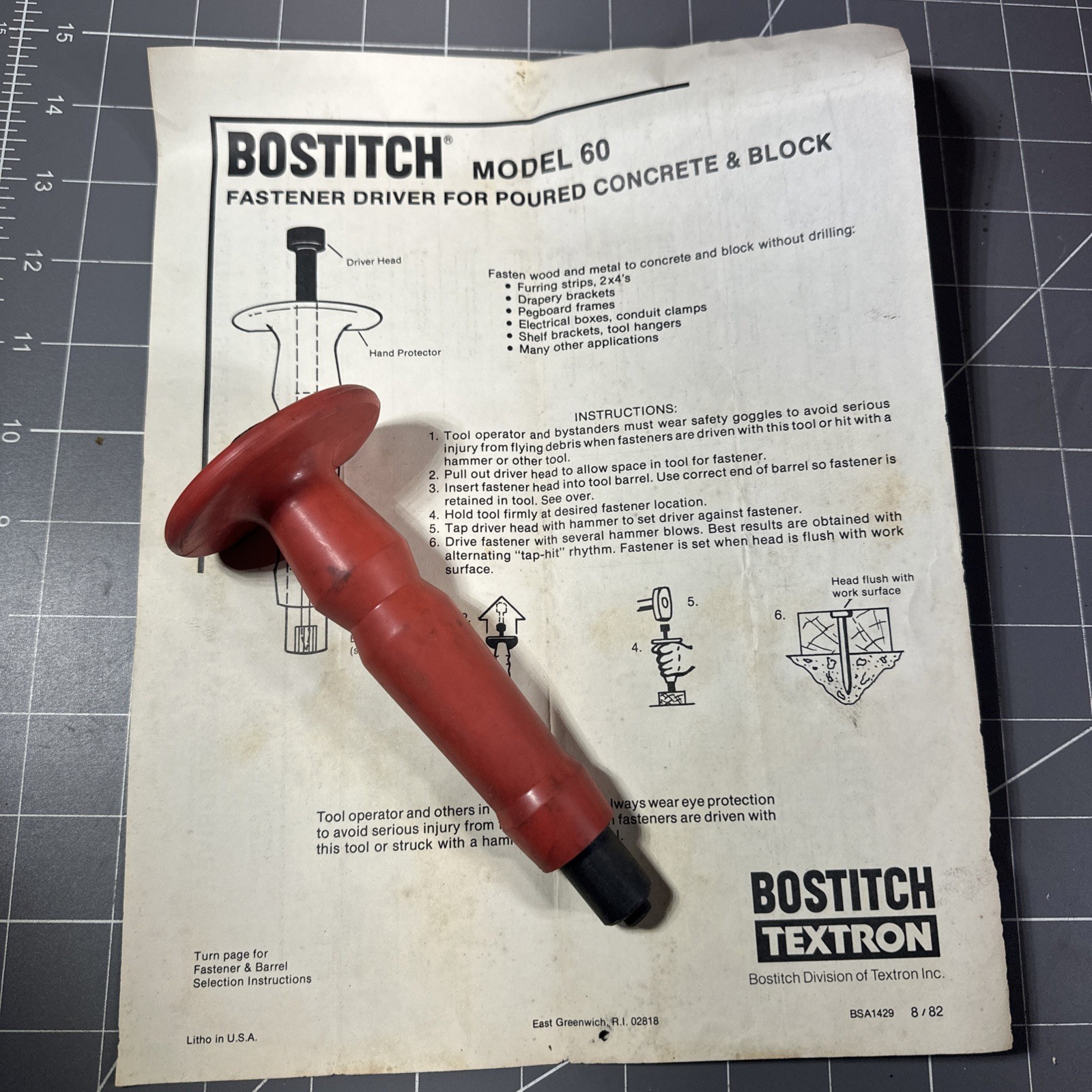 Bostitch Model 60 Manual Fastener For Concrete/Masonry Nailer