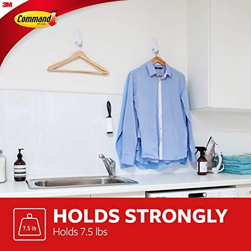 Large, White, 1-Hanger, 2-Strips, Organize Damage-Free 1 Hook Clothes Hanger