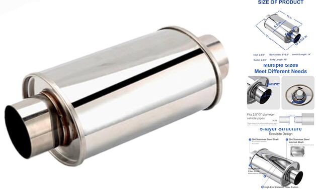 2.5-inch Ultra-Quiet Resonator - 304 Stainless Steel General Purpose 2.5in