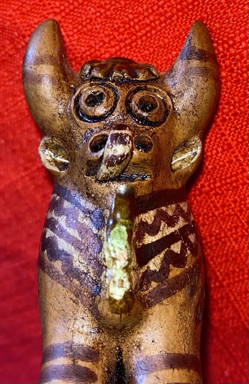 Traditional Peruvian Hand Painted Ceramic Torito de Pucara Bull 2" Folk Art