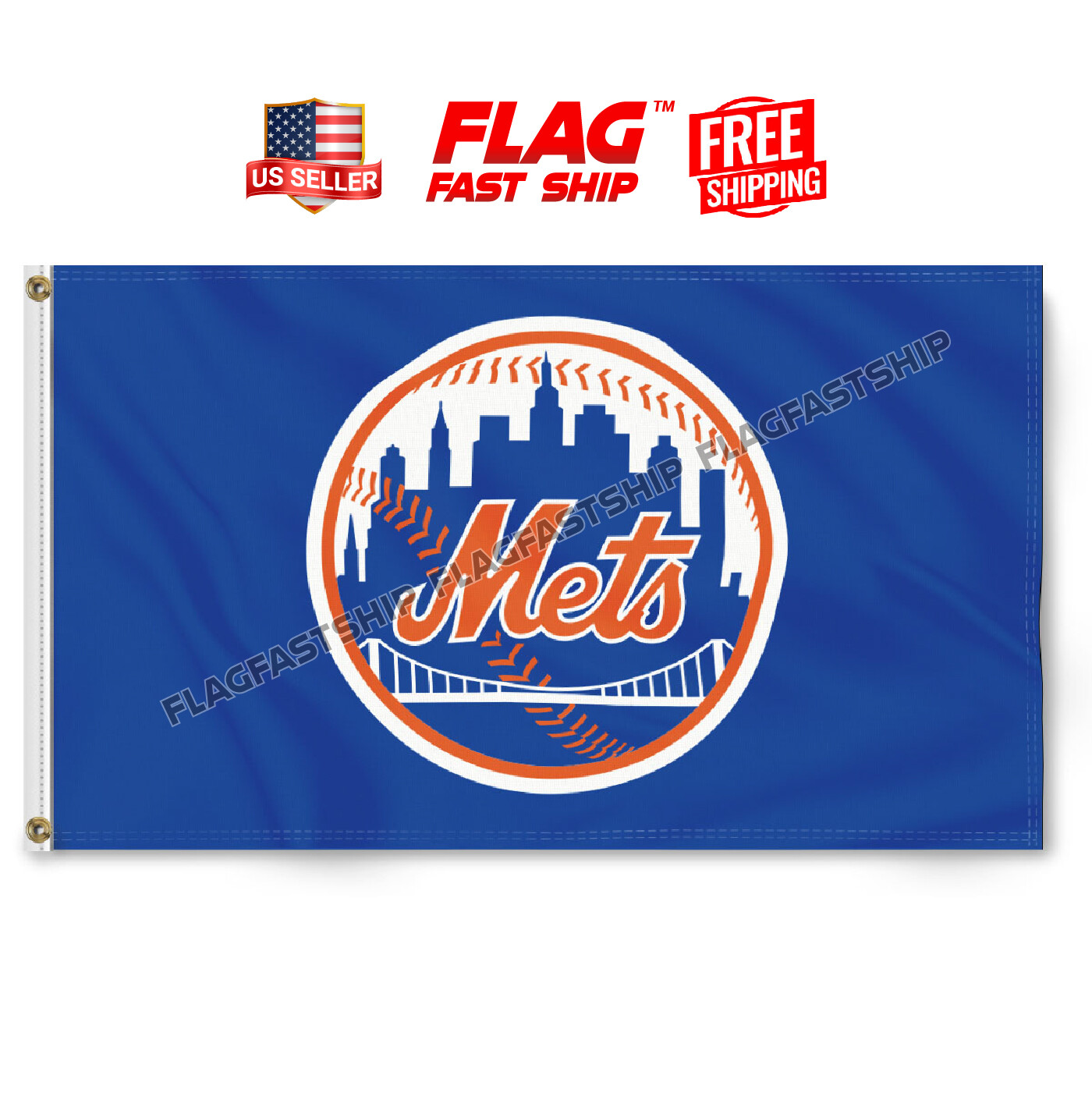 New York Mets Flag 3x5 FT Banner Logo Grommets Man Cave US Seller FREE Shipping