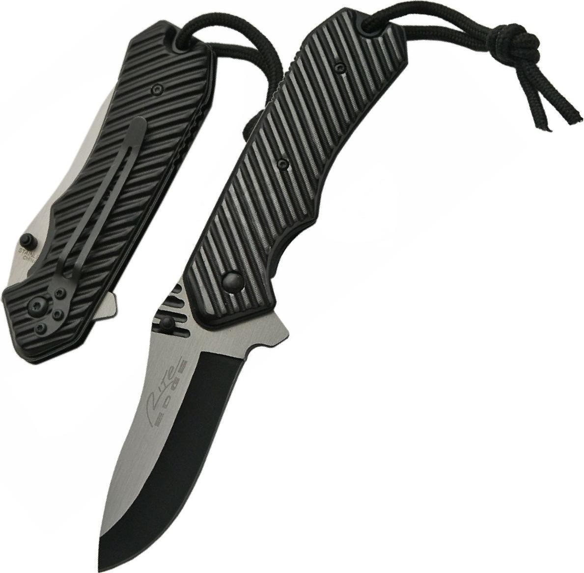 Spring-Assist Folding Pocket Knife | 3.75in Blade Aluminum Handle Lanyard